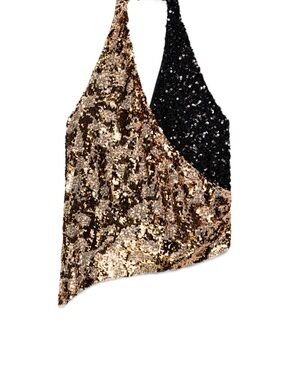 Zara Sequin Two-Tone Shoulder Bag in Gold and Black